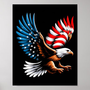 Poster Bald Eagle Et Patriotique Drapeau Américain 4 juil