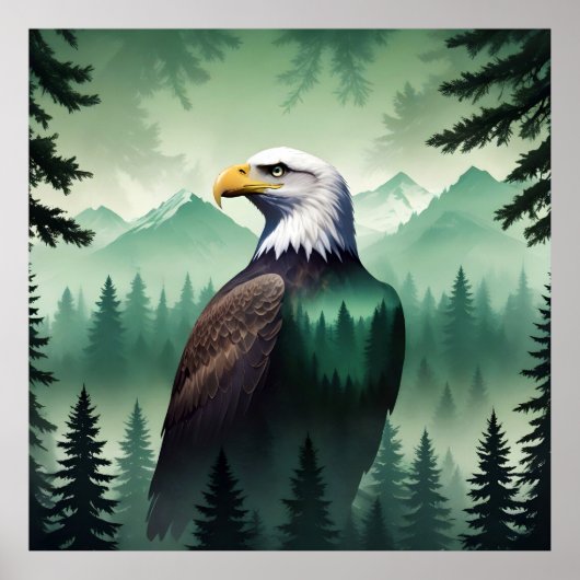 Poster Bald Eagle Faune Animal Nature Environnement Art (Devant)