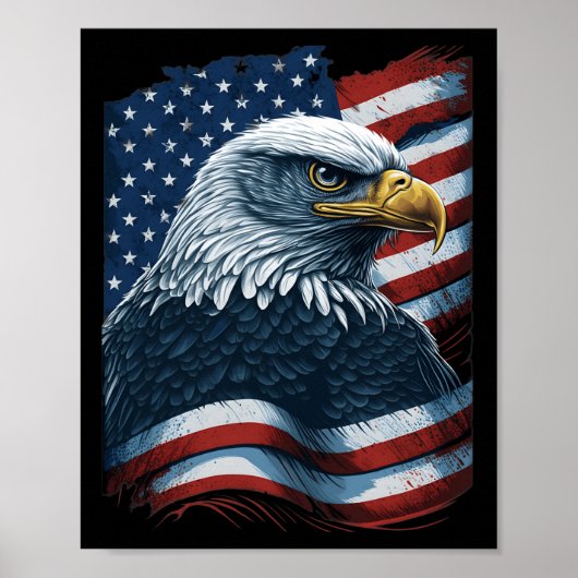 Poster Bald Eagle Fier drapeau américain patriotique 4° (Devant)