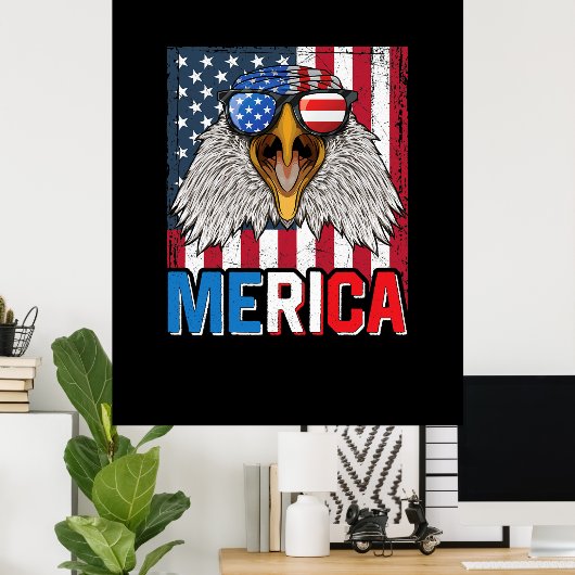 Poster Bald Eagle Merica 4 juillet (Bureau à domicile)