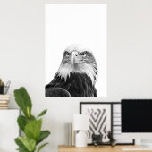 Poster Bald Eagle Woodland Moderne Portrait noir blanc (Bureau à domicile)