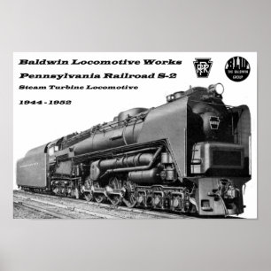Poster Baldwin Locomotive Works S-2 PRR Turbine à vapeur