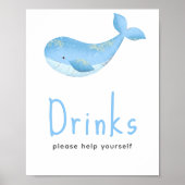 Poster Baleine à l'aquarelle - Boissons (Devant)