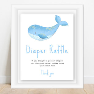 Poster Baleine aquarelle - Jeu de tombola de couches