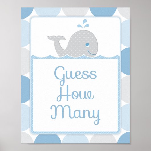 Poster Baleine Baby shower Candy Devine Combien De Jeu (Devant)