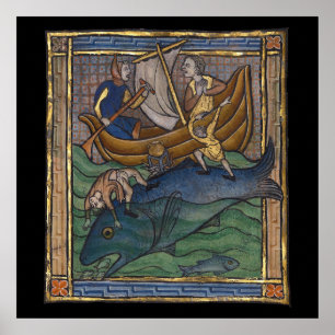 Poster Baleine bestiaire médiévale c. 1270