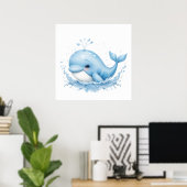 Poster Baleine bleu et blanc - Ocean Nursery Wall (Bureau à domicile)