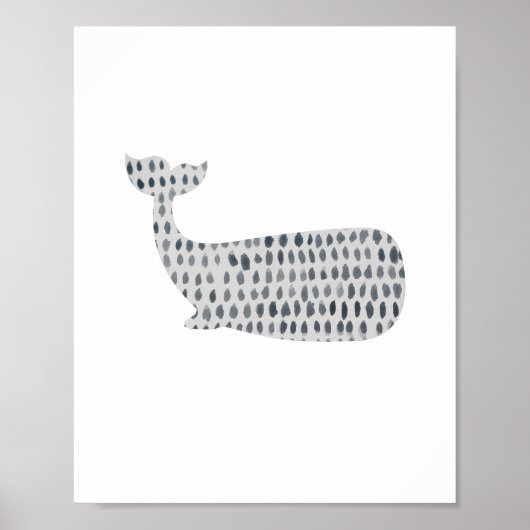 Poster Baleine bleue Abstraite Verre de mer Aquarelle Pei (Devant)