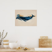 Poster Baleine bleue dessin abstrait Petit (Cuisine)