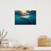 Poster Baleine bleue sous l'eau Petite (Cuisine)