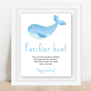 Poster Baleine d'aquarelle - baby shower de chasse au Pac