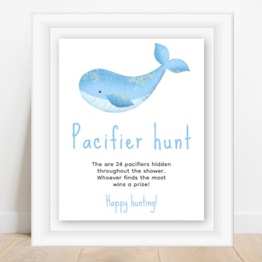 Poster Baleine d'aquarelle - baby shower de chasse au Pac