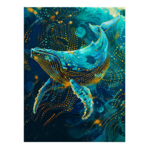 Poster Baleine en aborigène Dot Art Style