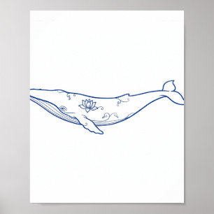 Poster Baleine en porcelaine bleue Art en ligne Lotus