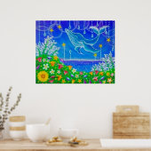 Poster Baleine & Fleurs (Cuisine)