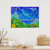 Poster Baleine & Fleurs (Cuisine)