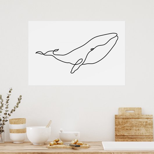 Poster Baleine, illustration d'art en ligne (Cuisine)