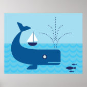 Poster Baleine nautique et voilier Océan Blue Sea (Devant)