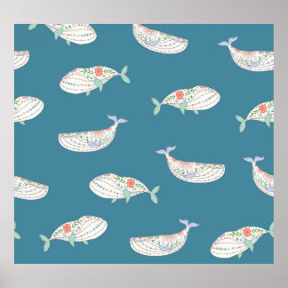 Poster Baleine scandinave, animaux de mer motif