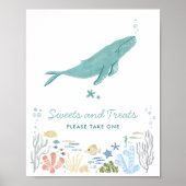 Poster Baleine Sucrée Sous Le Baby shower De Mer (Devant)