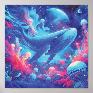 Poster Baleine Voyageuse de l'Océan Céleste : Voyage Cosm