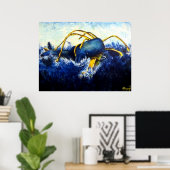 Poster Baleine Vs Calmar Colossal Artiste Original Imprim (Bureau à domicile)