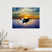 Poster Baleines au coucher du soleil (Cuisine)