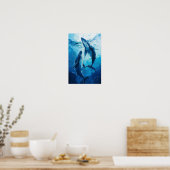 Poster Baleines en mer - Illustration simple et créative (Cuisine)