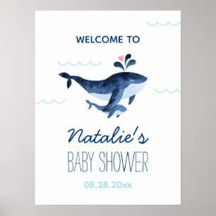 Poster Baleines Nautiles Sous l'Océan Bienvenue à la Baby
