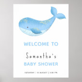 Poster Baleines sous le baby shower marin accueil (Devant)