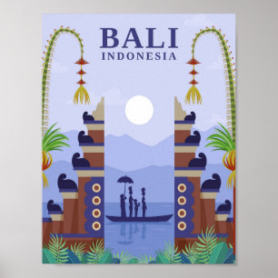 Poster Bali Indonésie Art Voyage illustration