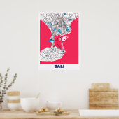 Poster Bali - Indonésie Carte de la ville de MilkTea (Cuisine)