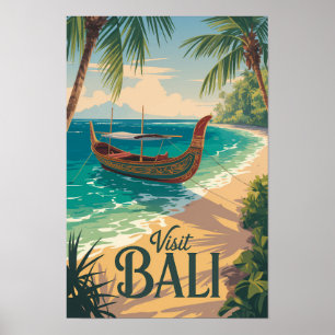 Poster Bali Indonésie Illustration Art de Voyage Vintage