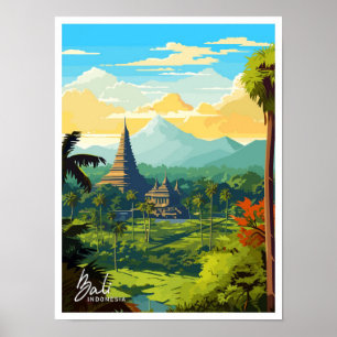 Poster Bali Indonésie voyage Vintage illustration
