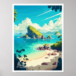 Poster Bali Indonésie Voyage Vintage Illustration