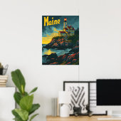 Poster Balise côtière du Maine : Phare Majesté (Bureau à domicile)