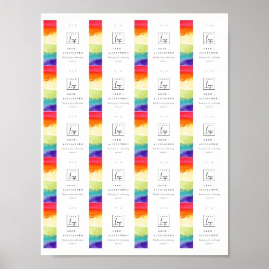 Poster Balise de préférence numérique Mariage Rainbow Col (Devant)