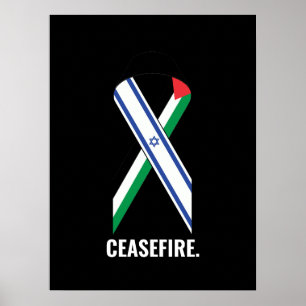 Poster Balises du cessez-le-feu Israël et Palestine noir
