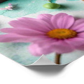 Poster Balises en bois rustique avec oeufs peints de Pâqu (Coin)