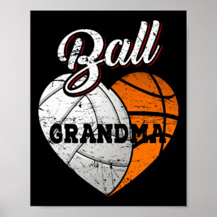 Poster Ball Grand-mère Volleyball Basketball Coeur