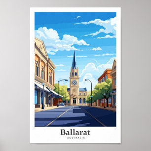 Poster Ballarat Australia Travel Art Illustration Vintage