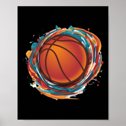 Poster Balle de basket-ball en rotation (Devant)