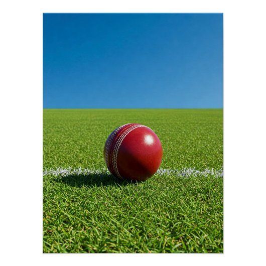 Poster Balle de cricket sur la marque de limite (Devant)