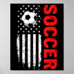 Poster Balle de foot usa patriotique drapeau américain dé