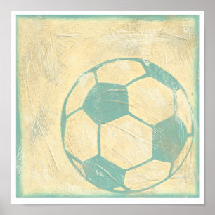 Poster Balle de football bleu pastel par Chariklia Zarris