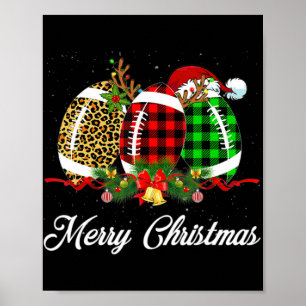 Poster Balle de football Noël Leopard Rouge Plaid Père No