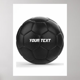 Poster Balle de Football Noir Moderne Personnalisée