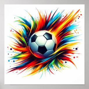 Poster Balle de football Splash Futuriste Football Abstra