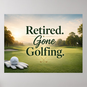 Poster Balle de golf sur green pour la retraite de golfeu