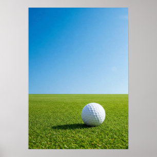 Poster Balle de Golf sur un Parcours Ensoleillé